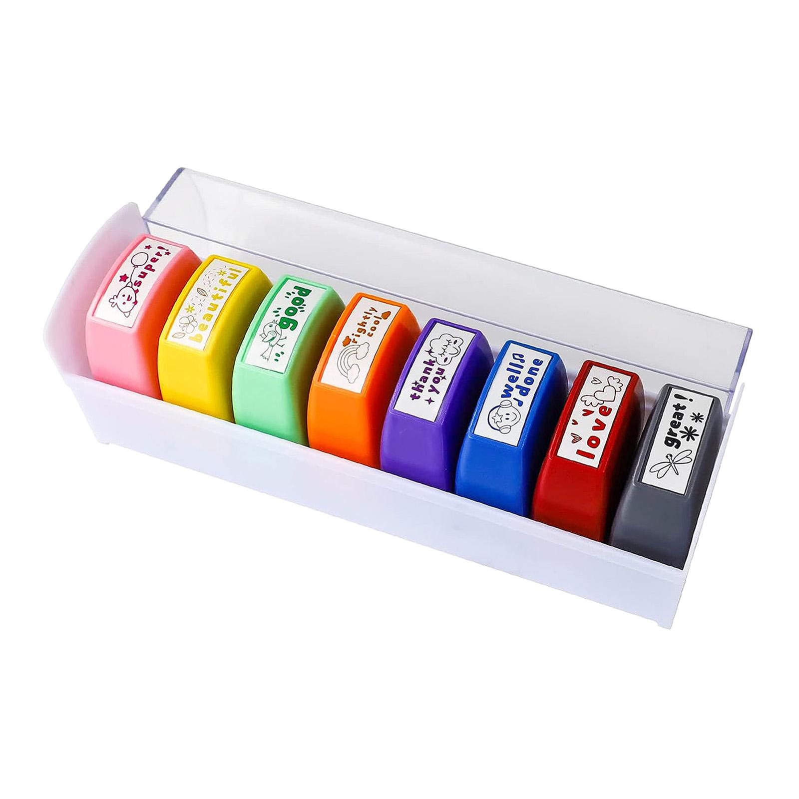 Kids Education Motivation - 8x Teacher Stamps Set Encouraging Motivational