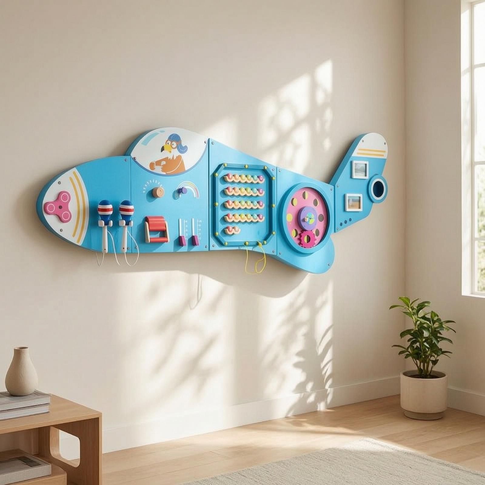 Kids Education Wallpaper - Wooden Wall Busy Board Educational Wooden