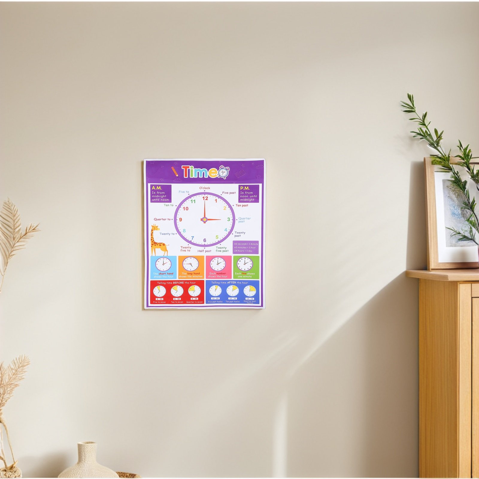 Time Teaching Poster for Kids  - đánh giá và giá Kids Education Wallpaper