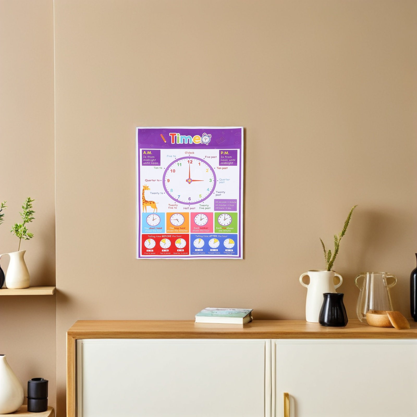 Time Teaching Poster for Kids  - đánh giá và giá Kids Education Wallpaper