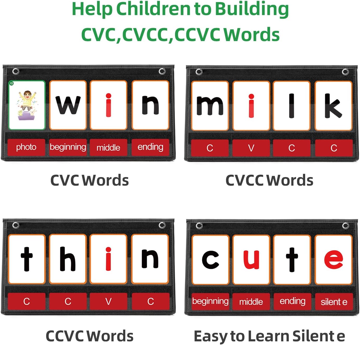 CVC Word Building Pocket Chart - đánh giá và giá Phonics Card Game